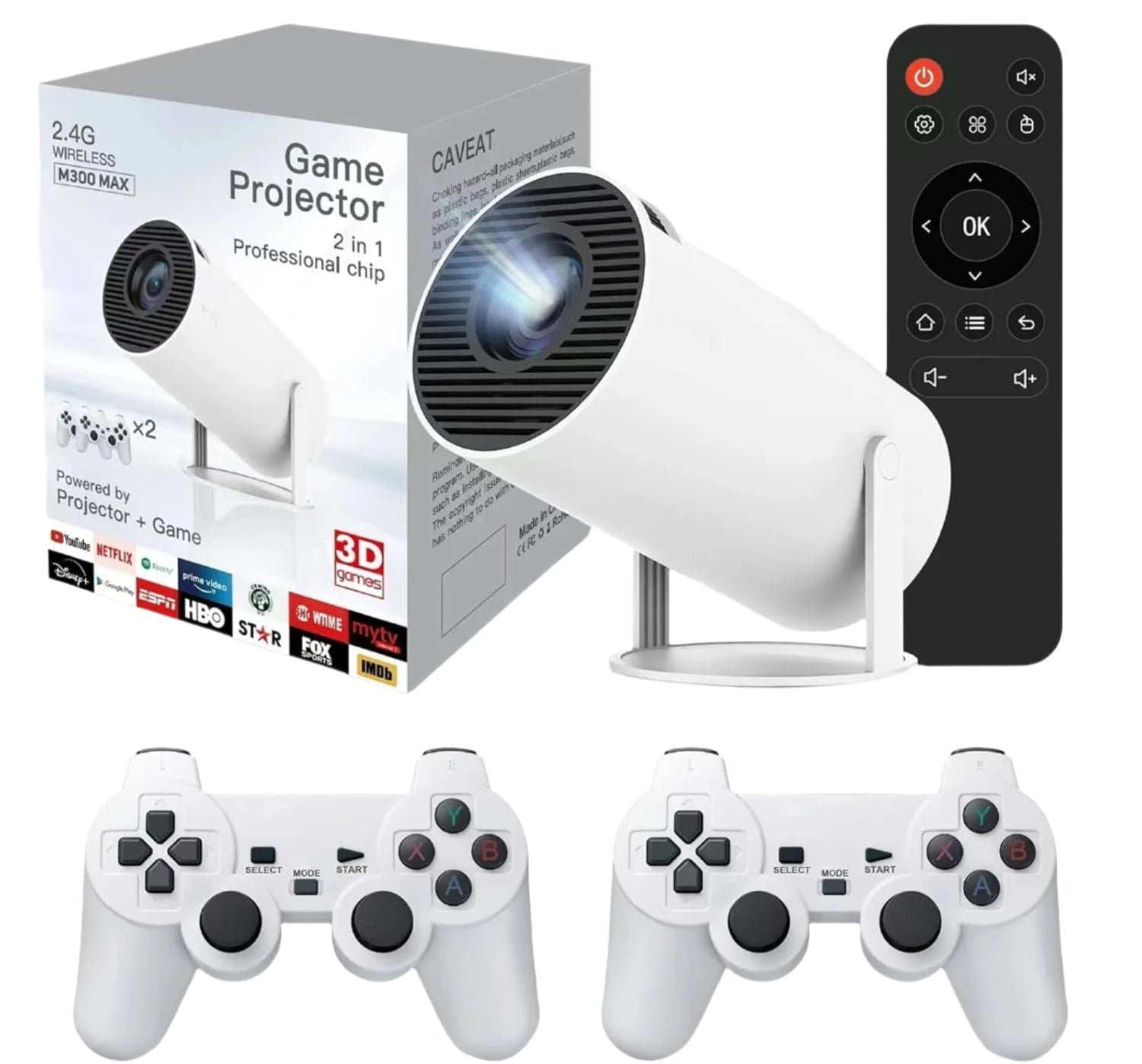 GOL0902ST0001.jpg SMART Mini Game Video Projector 4K/HD/3D. Supported WiFi 6. Bluetooth 5.4. Android 11. Lamp - Image 1